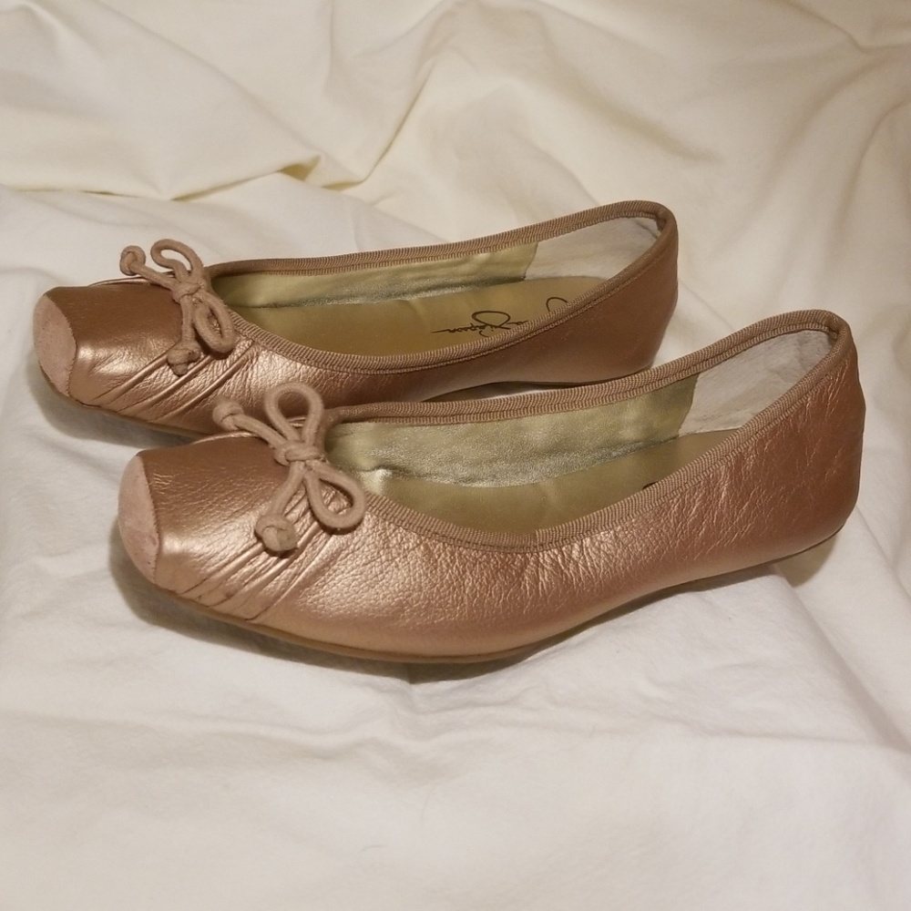 Jessica Simpson leather ballet flats pewter 7